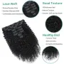 Къдрави екстеншъни от естествена коса Remy 50,8 см, 8 части с 20 клипса, черни, снимка 3