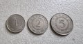 Монети. Югославия .1, 2 и 5  динара. 1973 - 1980 година . Старата емисия.