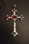 Стар италиански сребърен кръст с рубини  РАЗПРОДАЖБА, снимка 1 - Колиета, медальони, синджири - 29336319