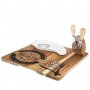 Бамбукова дъска за сервиране с порцеланова купичка и ножчета за сирена, снимка 1 - Аксесоари за кухня - 37287966