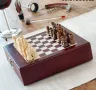 НОВ КОМПЛЕКТ АКСЕСОАРИ ЗА ВИНО В ЛУКСОЗНА ДЪРВЕНА КУТИЯ. СЕТ ЗА ВИНО ШАХ. ШАХМАТНА ДЪСКА 2V1, снимка 12