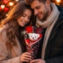 Ромавтичен букет с плюшено мече и роза , снимка 1