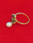 Уникален дамски сребърен пръстен със Смарагди,бял Топаз и бяла перла, снимка 5