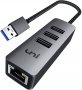 uNi USB  към Gigabit Ethernet адаптер, HUB 3 x USB 3.0, снимка 1 - Мрежови адаптери - 34211200