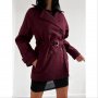 Велурено палто в бордо  , снимка 1 - Палта, манта - 38795872