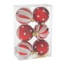 6 броя Комплект Червени коледни топки с точки, 8см, снимка 2