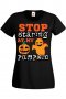 Дамска тениска Stop Staring At My Pumpkin 2,Halloween,Хелоуин,Празник,Забавление,Изненада,Обичаи,, снимка 1 - Тениски - 38138377