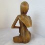 Дървена фигура, човек, мислител, молитва, йога, медитация, снимка 2