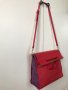 Дамска чанта корал червена и лилаво ретро стил дълга дръжка , снимка 5