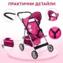 Детска количка за кукли с подвижен сенник, колани и кош за аксесоари, снимка 4