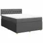 vidaXL Боксспринг легло с матрак, тъмносиво, 160x200 см, плат, снимка 1