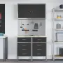 vidaXL Работен кабинет 5 бр. Черно Инженерна дървесина и стомана, снимка 4