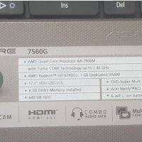 ЧЕТИРИЯДРЕН ACER ASPIRE 7560G A8-3500M,SSD,8GB RAM, снимка 3 - Лаптопи за дома - 33830369