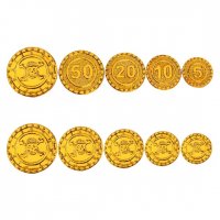 25 бр фалшиви изкуствени златни монети чипове пирати пластмасови пиратско парти хазарт ролетка, снимка 3 - Други - 37305560