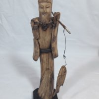 Японска статуетка на рибар от еленов рог, снимка 1 - Статуетки - 34473615