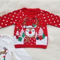 Коледен пуловер 74/80/86/92/98см., снимка 1 - Бебешки блузки - 30461036