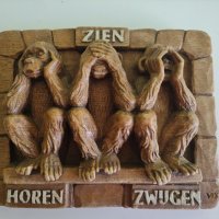Трите маймуни" Нечий, не видях, не говоря зло", снимка 1 - Картини - 42778925