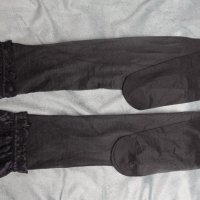 Черни чорапи М/Л размер за жартиери с дантела и ластик (без силикон), снимка 1 - Бельо - 38267568
