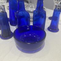 Комплект оливерник от синьо стъкло, снимка 8 - Прибори за хранене, готвене и сервиране - 44745370