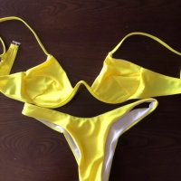 Жълт бански с банел, снимка 4 - Бански костюми - 30471407
