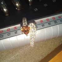Сребърен пръстен с камък сърце, снимка 1 - Пръстени - 42479292