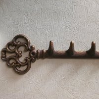 Закачалка ключ–Чугун, 29см, снимка 1 - Градински мебели, декорация  - 37685666
