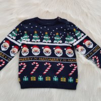 Коледен пуловер H&M 80/86, снимка 2 - Бебешки блузки - 31806153