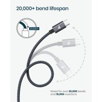 RAMPOW USB C кабел, PD3.0, 60W/3A, ултра бързо зареждане, USB-A към USB-C, пренос на данни,, снимка 3 - USB кабели - 42823004