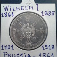  Монета Прусия 1 Талер 1861 г  Вилхелм I, снимка 1 - Нумизматика и бонистика - 28957431