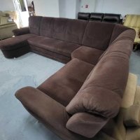 Кафяв ъглов диван от плат с функция сън "PP-QL11014", снимка 8 - Дивани и мека мебел - 39970871