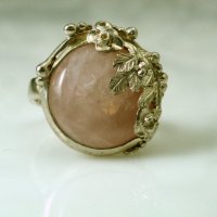 сребърен пръстен с розов кварц - ръчна изработка, бутиков модел, снимка 6 - Пръстени - 39407588
