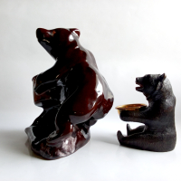КЕРАМИЧЕН ПЕПЕЛНИК МЕЧКА и Шварцвалдска скулптура, седнала дървена мечка, снимка 8 - Декорация за дома - 44688696