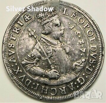 Монета Графство Тирол 1 Талер 1627 г Леополд V Фердинанд, снимка 1