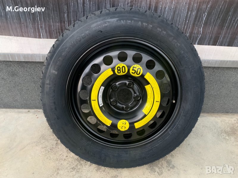 ЧИСТО НОВА ОРИГИНАЛНА РЕЗЕРВНА ДЖАНТА С ГУМА DUNLOP MERCEDES ML-164, 166 и GL  с РАЗМЕР:T 155/90D18 , снимка 1