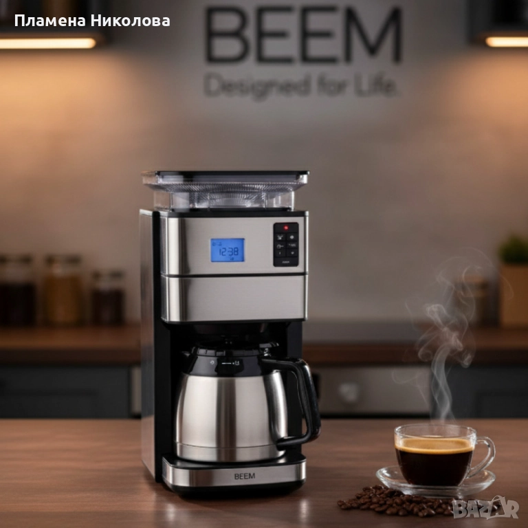 Филтърна кафемашина с мелачка и термокана - Черен Петък!, снимка 1