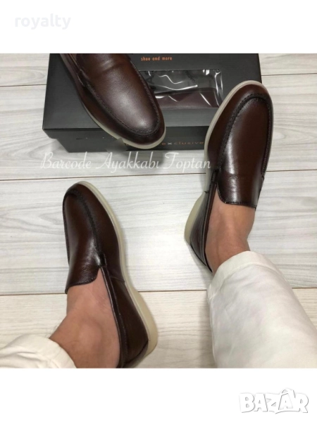 Мъжки кафяви мокасини от естествена кожа, снимка 1