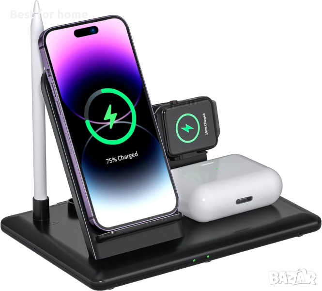 Безжично зарядно/ докинг станция Hoidokly 4 в 1, снимка 1