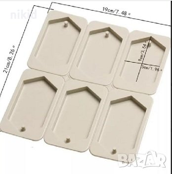 6 големи еднакви табели тагове етикети силиконов молд форма шоколад гипс смола, снимка 1