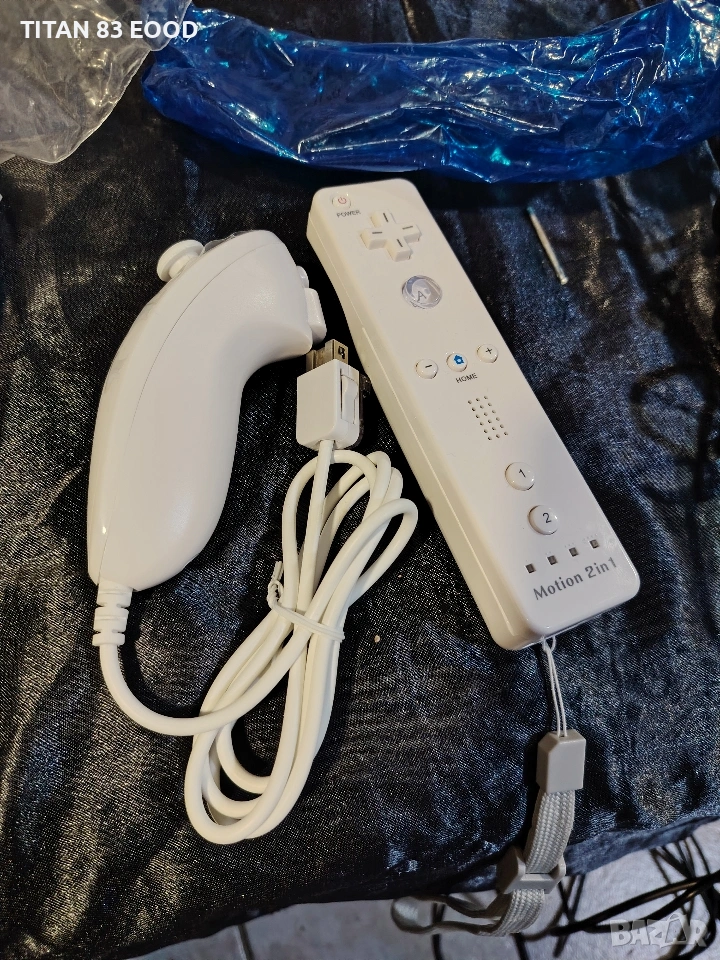 Комплект 2 контролера Nunchuck за Wii, 3-осен сензор за движение, бял, снимка 1