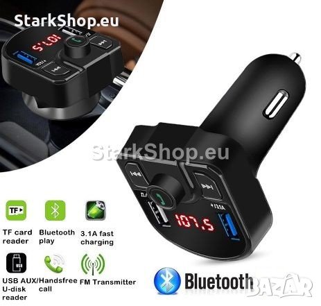 ФМ трансмитер с блутут, usb и зарядно – BT36, снимка 1