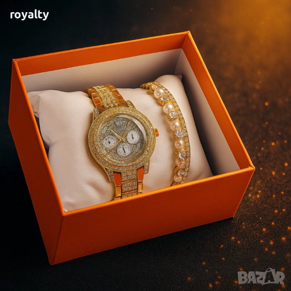 Дамски часовник с гривни – готово решение за ефектен подарък, снимка 1