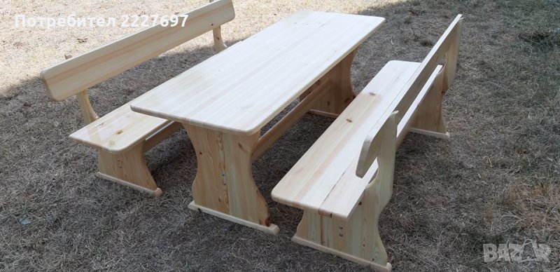 Градински комплект / маса+2 броя пейки с дължина 180 см./, снимка 1