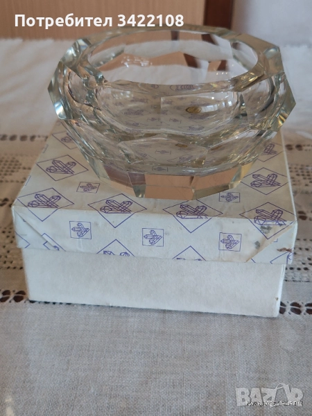 Винтидж тежък кристален пепелник на Бохемия, Чехословакия, снимка 1