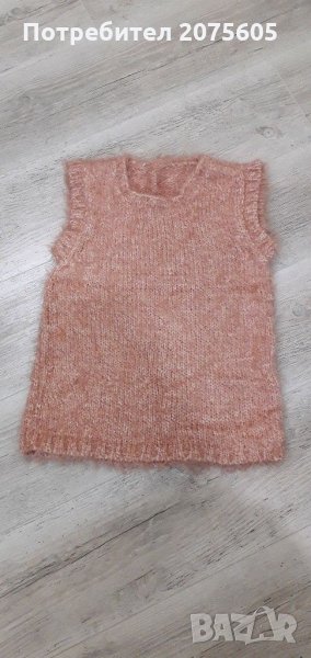 Нов ръчно плетен пуловер без ръкав, снимка 1