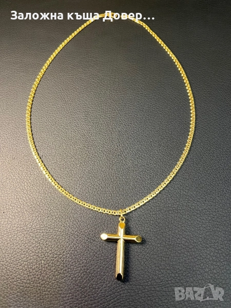Златен Ланец кръст синджир krast ланче 14 к 585 gold zlato  lanec lance, снимка 1