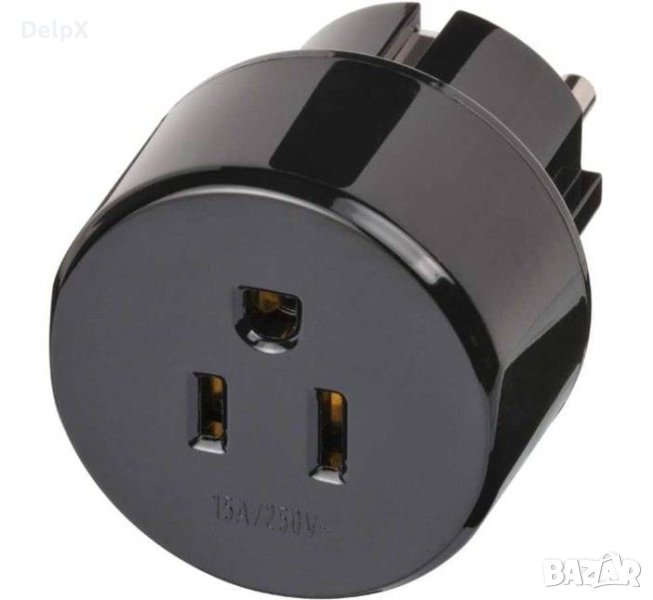 Преходник 1508520 за български контакт "шуко" от японски/американски щепсел 220V 15A, снимка 1