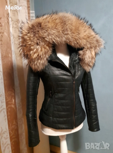 Кожено яке - Естествена кожа с лисица, снимка 1