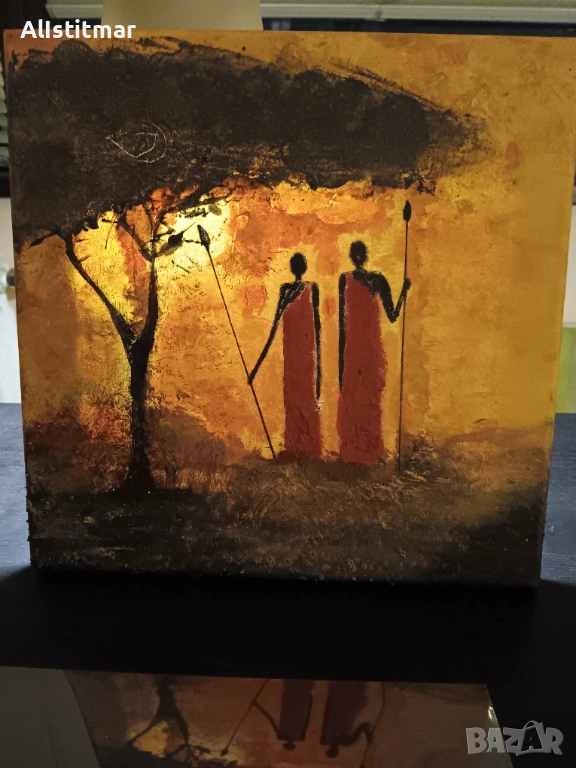 Картина, африкански мотив, акрил, снимка 1