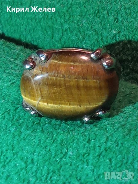 СТАР ПОСРЕБРЕН СКЪПОЦЕНЕН АР ДЕКО ПРЪСТЕН с ЮВЕЛИРНО ШЛИФОВАН НАТУРАЛЕН КАМЪК ТИГРОВО ОКО 26358, снимка 1