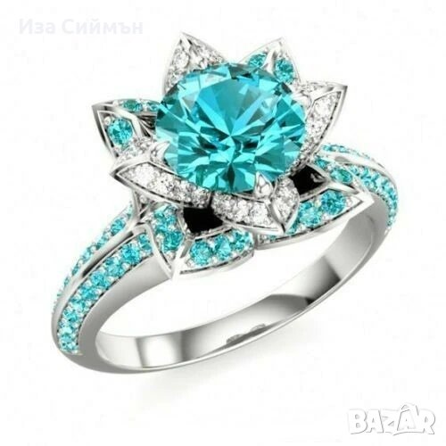 Пръстен медицинска стомана и сапфири, снимка 1